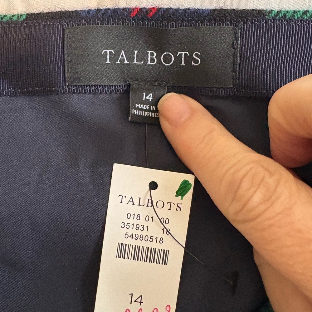 Talbots Green & Blue Plaid Pencil Skirt Wool Blend 14 NWT - Picture 9 of 10